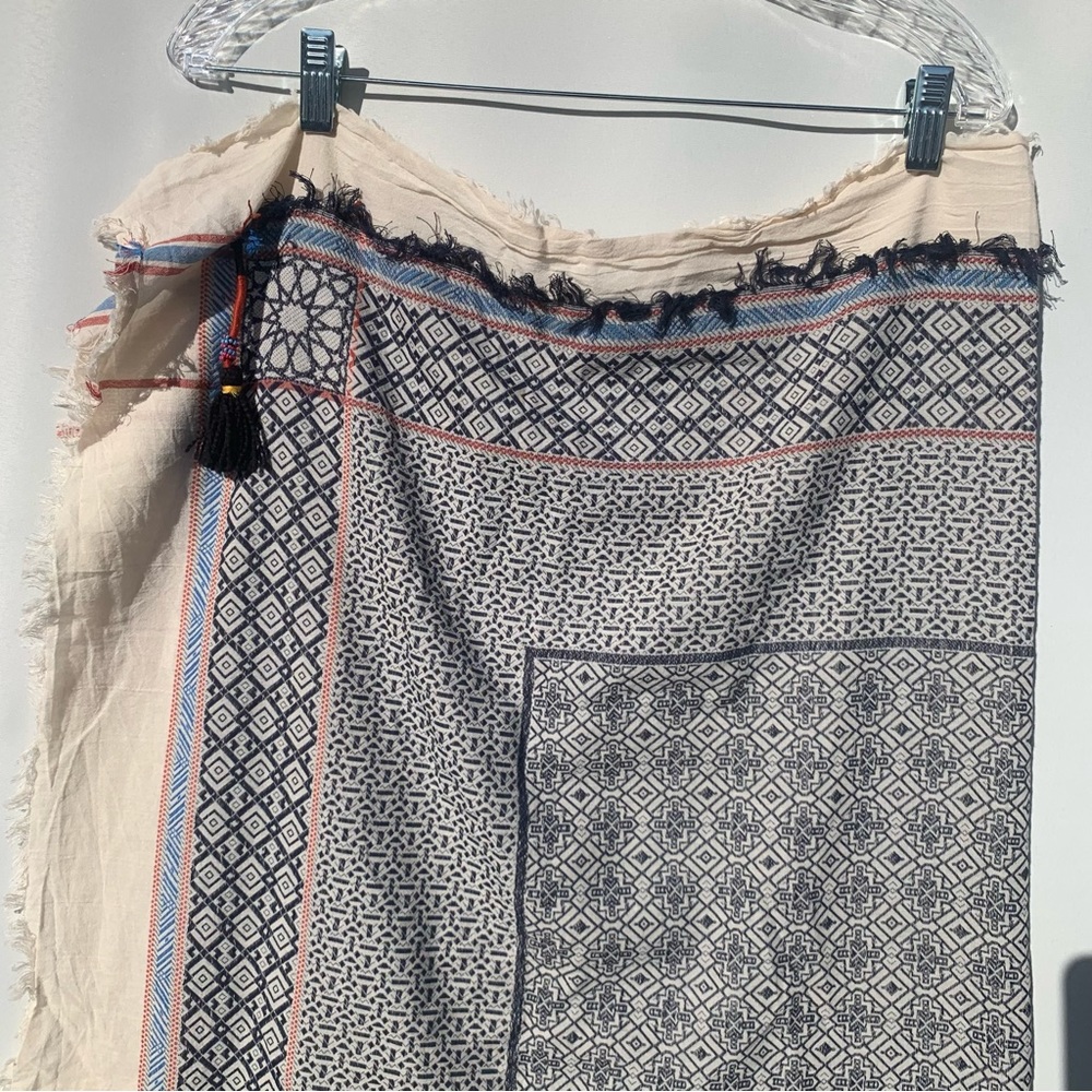 Fun Multicolor Tile Pattern Cotton Large Scarf / … - image 3